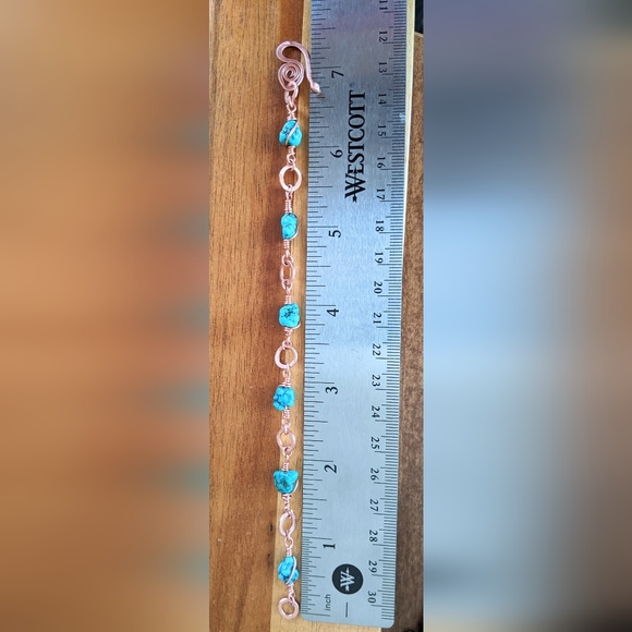 Authentic Turquoise Bracelet Copper Artisan Crafted Jewelry - Picture 4 of 16